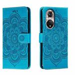 For Honor 50 Sun Mandala Embossing Pattern Phone Leather Case(Blue)