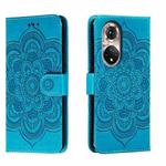 For Honor 50 Pro Sun Mandala Embossing Pattern Phone Leather Case(Blue)