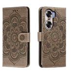 For Honor 60 Sun Mandala Embossing Pattern Phone Leather Case(Grey)