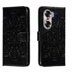 For Honor 60 Sun Mandala Embossing Pattern Phone Leather Case(Black)