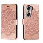 For Honor 60 Sun Mandala Embossing Pattern Phone Leather Case(Rose Gold)