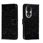 For Honor 80 Sun Mandala Embossing Pattern Phone Leather Case(Black)