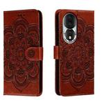 For Honor 80 Sun Mandala Embossing Pattern Phone Leather Case(Brown)