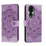 For Honor 80 Sun Mandala Embossing Pattern Phone Leather Case(Purple)