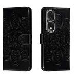 For Honor 80 Pro Sun Mandala Embossing Pattern Phone Leather Case(Black)