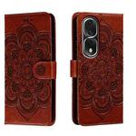 For Honor 80 Pro Sun Mandala Embossing Pattern Phone Leather Case(Brown)