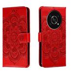 For Honor X30 5G Sun Mandala Embossing Pattern Phone Leather Case(Red)