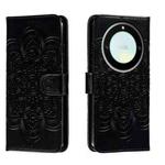 For Honor X40 Sun Mandala Embossing Pattern Phone Leather Case(Black)