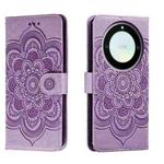 For Honor X40 Sun Mandala Embossing Pattern Phone Leather Case(Purple)