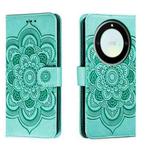 For Honor X40 Sun Mandala Embossing Pattern Phone Leather Case(Green)