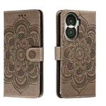 For Honor X40i Sun Mandala Embossing Pattern Phone Leather Case(Grey)