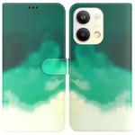 For OPPO Reno9 Pro Watercolor Pattern Flip Leather Phone Case(Cyan Green)