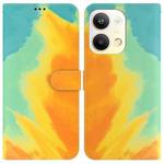 For OPPO Reno9 Pro Watercolor Pattern Flip Leather Phone Case(Autumn Leaf)