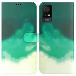 For TCL 408 Watercolor Pattern Flip Leather Phone Case(Cyan Green)