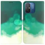 For Xiaomi Redmi 12C / 11A Watercolor Pattern Flip Leather Phone Case(Cyan Green)