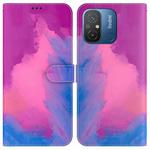 For Xiaomi Redmi 12C / 11A Watercolor Pattern Flip Leather Phone Case(Purple Red)