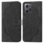 For Xiaomi Redmi Note 12 4G Global Mandala Embossed Flip Leather Phone Case(Black)