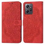 For Xiaomi Redmi Note 12 4G Global Mandala Embossed Flip Leather Phone Case(Red)