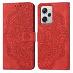 For Xiaomi Redmi Note 12 Pro 5G/Poco X5 Pro Mandala Embossed Flip Leather Phone Case(Red)