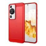 For Huawei P60 Brushed Texture Carbon Fiber TPU Phone Case(Red)