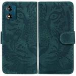 For Motorola Moto E13 Tiger Embossing Pattern Flip Leather Phone Case(Green)