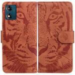 For Motorola Moto E13 Tiger Embossing Pattern Flip Leather Phone Case(Brown)