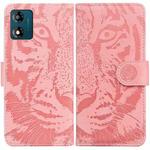 For Motorola Moto E13 Tiger Embossing Pattern Flip Leather Phone Case(Pink)