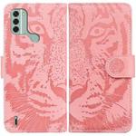 For Nokia C31 Tiger Embossing Pattern Flip Leather Phone Case(Pink)