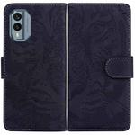 For Nokia X30 Tiger Embossing Pattern Flip Leather Phone Case(Black)