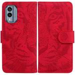 For Nokia X30 Tiger Embossing Pattern Flip Leather Phone Case(Red)