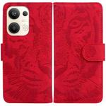 For OPPO Reno9 Pro+ Tiger Embossing Pattern Flip Leather Phone Case(Red)