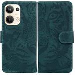 For OPPO Reno9 Pro+ Tiger Embossing Pattern Flip Leather Phone Case(Green)