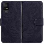 For TCL 408 Tiger Embossing Pattern Flip Leather Phone Case(Black)