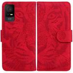 For TCL 408 Tiger Embossing Pattern Flip Leather Phone Case(Red)