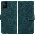 For TCL 408 Tiger Embossing Pattern Flip Leather Phone Case(Green)