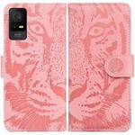 For TCL 408 Tiger Embossing Pattern Flip Leather Phone Case(Pink)
