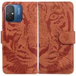 For Xiaomi Redmi 12C / 11A Tiger Embossing Pattern Flip Leather Phone Case(Brown)