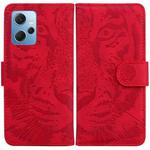 For Xiaomi Redmi Note 12 4G Global Tiger Embossing Pattern Flip Leather Phone Case(Red)