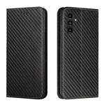 For Samsung Galaxy A24 4G Carbon Fiber Texture Magnetic Flip Leather Phone Case(Black)