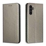 For Samsung Galaxy A24 4G Carbon Fiber Texture Magnetic Flip Leather Phone Case(Grey)