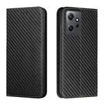 For Xiaomi Redmi Note 12 4G Global Carbon Fiber Texture Magnetic Flip Leather Phone Case(Black)
