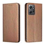 For Xiaomi Redmi Note 12 4G Global Carbon Fiber Texture Magnetic Flip Leather Phone Case(Brown)