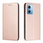 For Xiaomi Redmi Note 12 5G Global/Poco X5 Carbon Fiber Texture Magnetic Flip Leather Phone Case(Rose Gold)