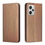 For Xiaomi Redmi Note 12 Pro 5G/Poco X5 Pro Carbon Fiber Texture Magnetic Flip Leather Phone Case(Brown)