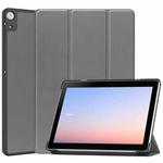For Docomo dtab D-51C Custer Texture 3-Fold Holder Leather Tablet Case(Gray)