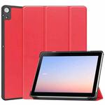 For Docomo dtab D-51C Custer Texture 3-Fold Holder Leather Tablet Case(Red)