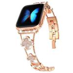 Four-leaf Clover Diamond Watch Band For Apple Watch Ultra 49mm&Watch Ultra 2 49mm / Series 9&8&7 45mm / SE 3&SE 2&6&SE&5&4 44mm / 3&2&1 42mm(RoseGold Colorful Shell)