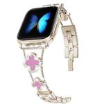 Four-leaf Clover Diamond Watch Band For Apple Watch Series 8&7 41mm / SE 2&6&SE&5&4 40mm / 3&2&1 38mm(Starlight Pink Shell)