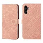 For Samsung Galaxy A24 4G Ethnic Style Embossed Pattern Leather Phone Case(Pink)