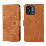 For Xiaomi Redmi 12C Ethnic Style Embossed Pattern Leather Phone Case(Brown)